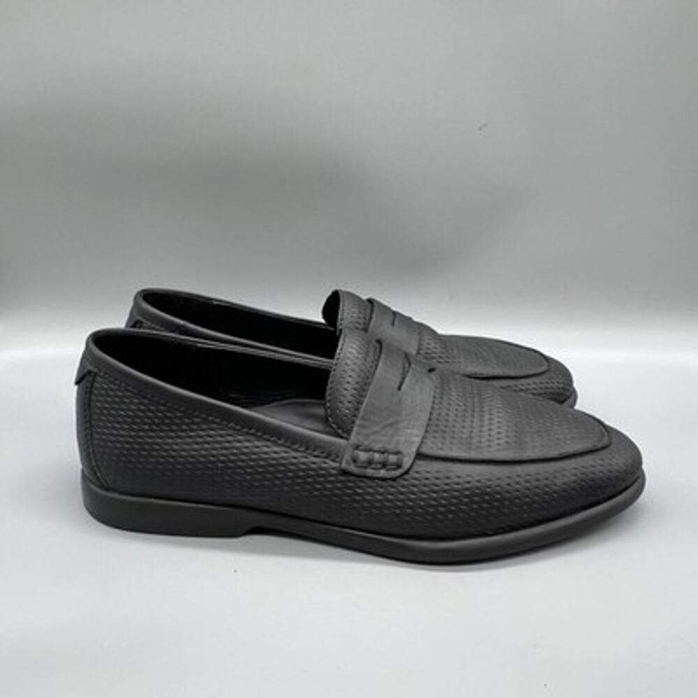 ECCO Shoes Mens 9.5 Black Leather Citytray Lite Slip On Penny Loafers Comfort